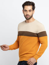 Mens Colour Blocking Round Neck Sweater